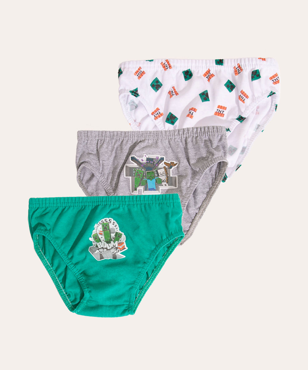 kit de 3 cuecas infantis multicor