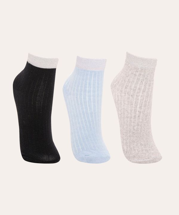 kit de 3 meias cano médio com lurex multicor 34-39