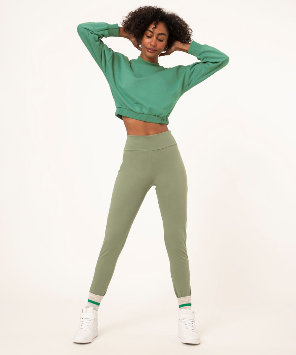 calça legging básica cintura super alta verde