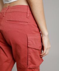 Calca-de-Sarja-Feminina-Cargo-com-Ziper-na-Barra-Coral-9363573-Coral_2