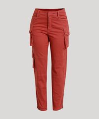 Calca-de-Sarja-Feminina-Cargo-com-Ziper-na-Barra-Coral-9363573-Coral_3