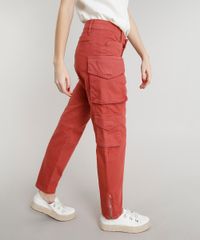 Calca-de-Sarja-Feminina-Cargo-com-Ziper-na-Barra-Coral-9363573-Coral_6