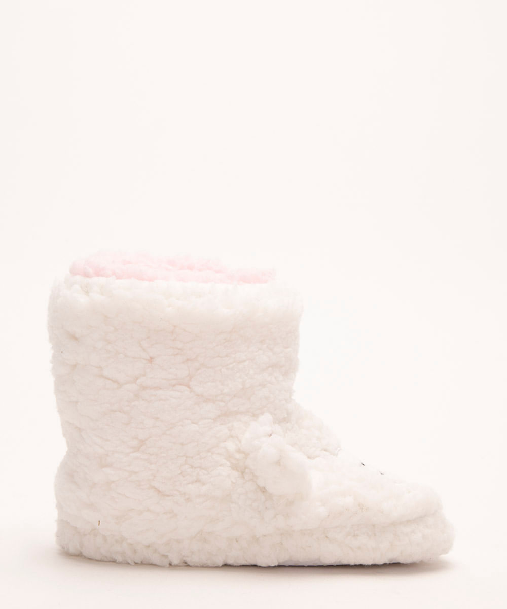 pantufa infantil bota com pelinho lhama off white