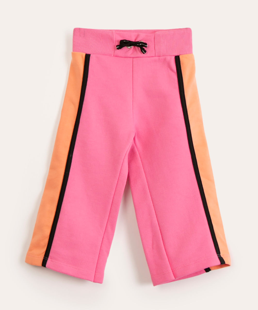 calça infantil de moletom recorte pink