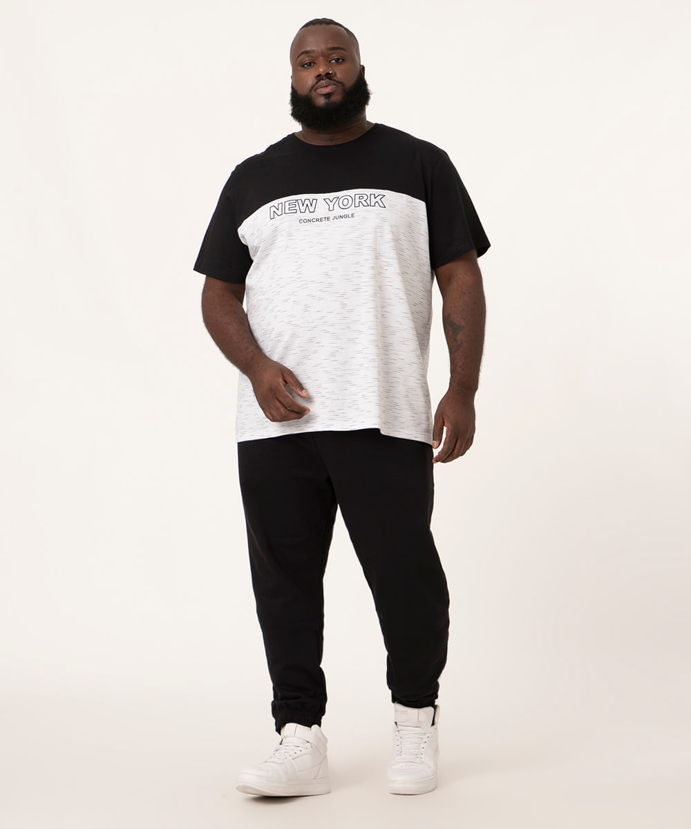 calça de moletom jogger básica plus size preta