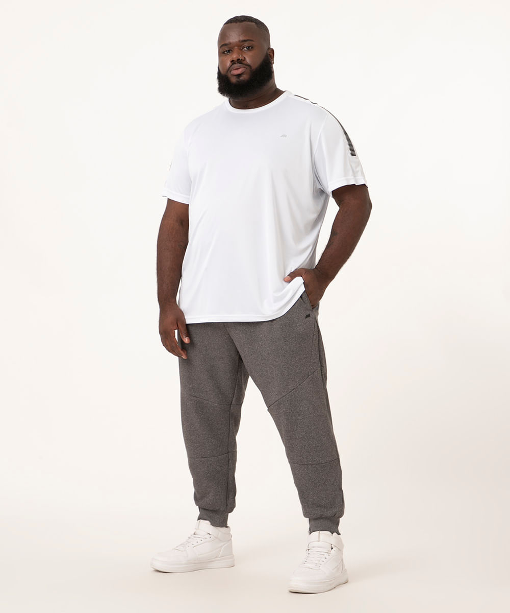 calça jogger de moletom plus size ace cinza mescla escuro