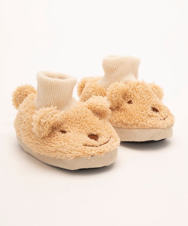 Pantufa Infantil de Urso com Orelhinhas Bege 23