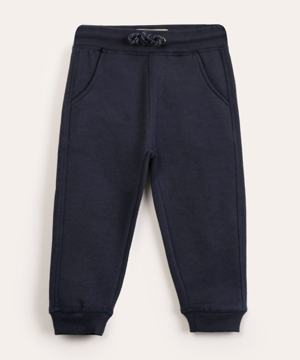 calça infantil jogger em moletom azul marinho