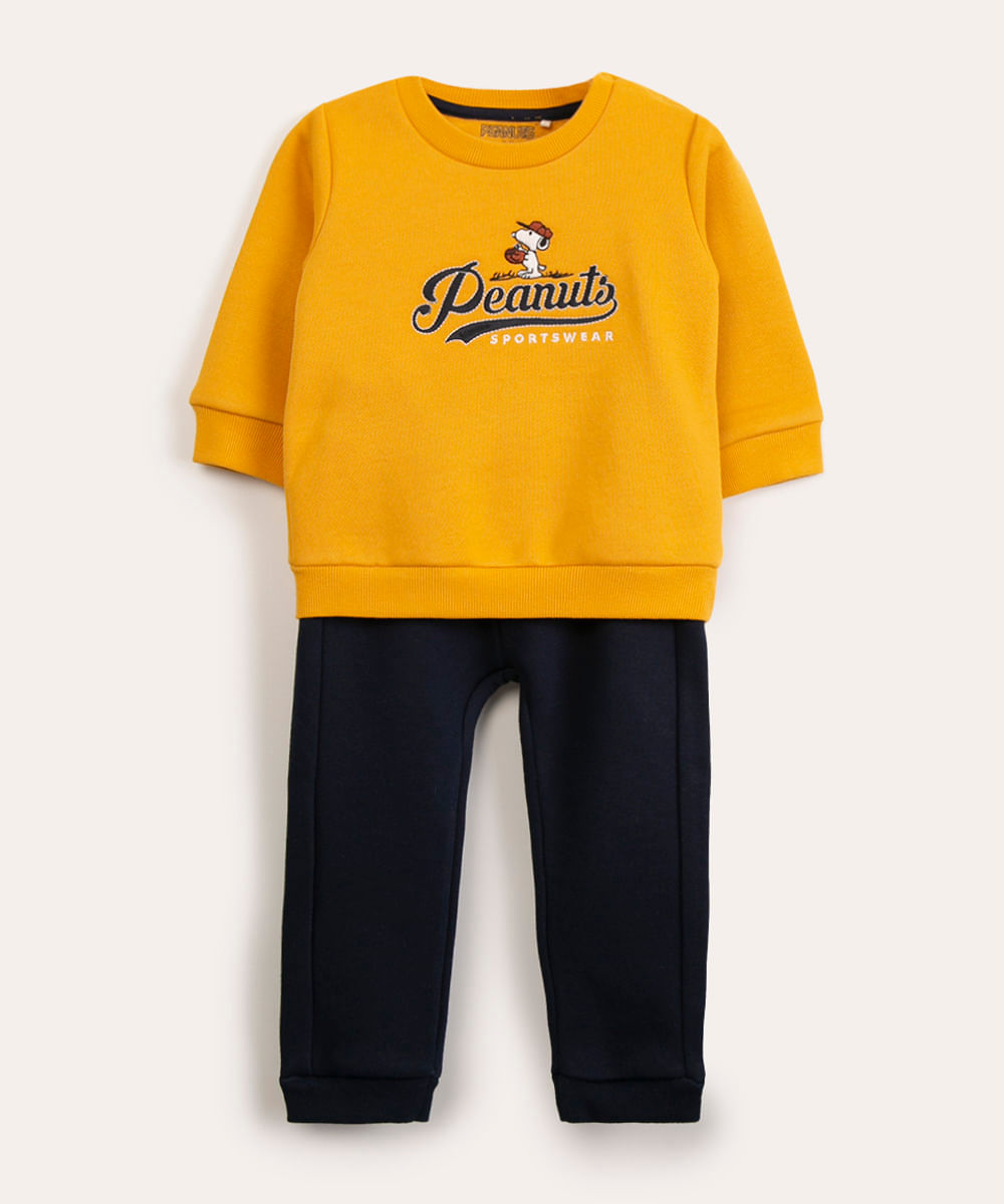 conjunto infantil moletom snoopy amarelo