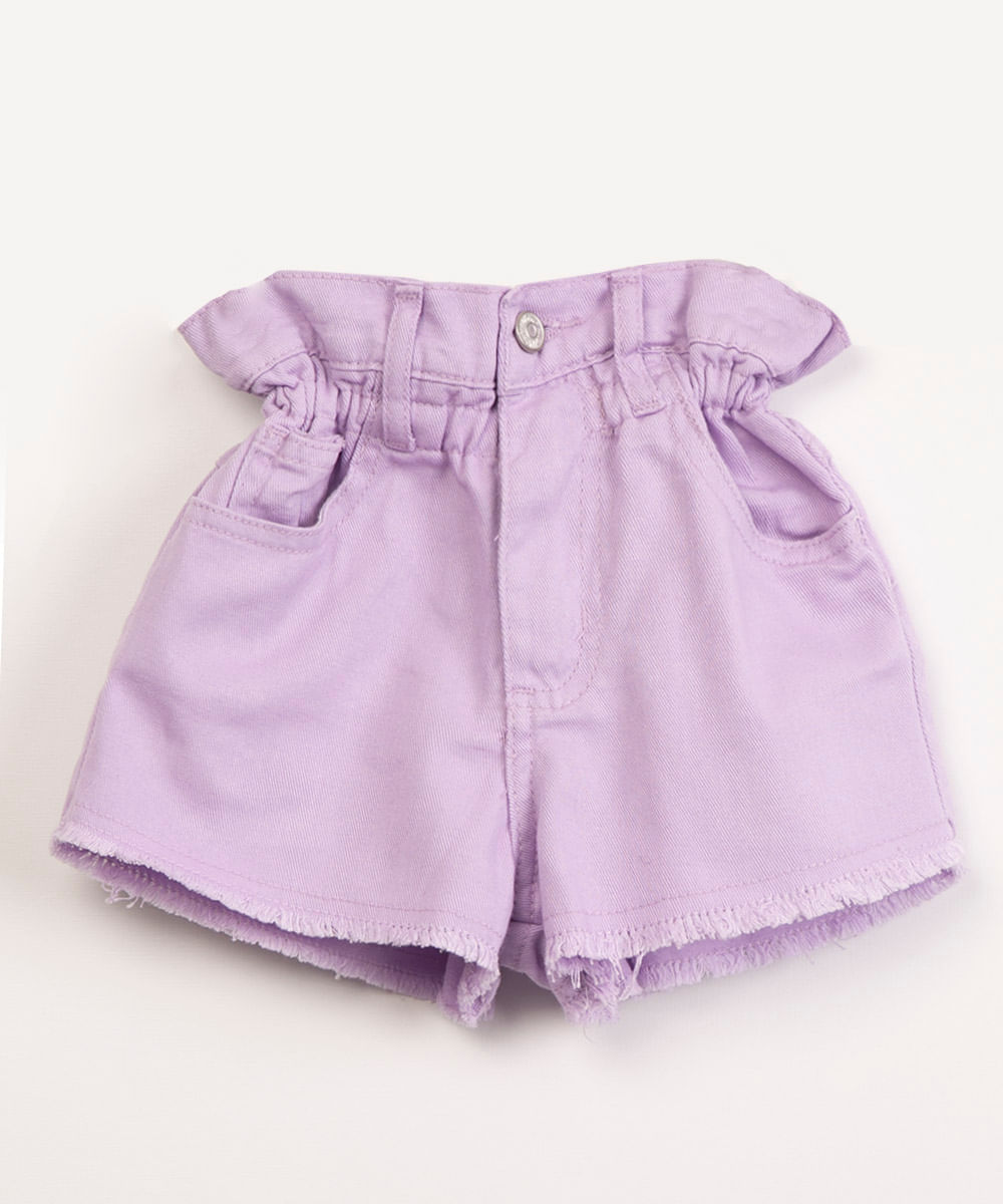 short infantil clochard de sarja lilás