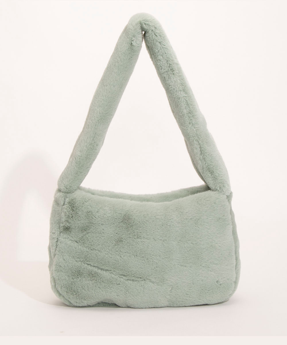 bolsa shoulder bag de pelúcia verde