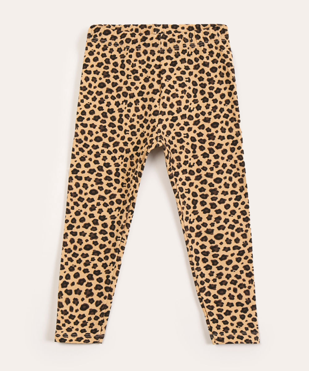 calça legging infantil animal print marrom