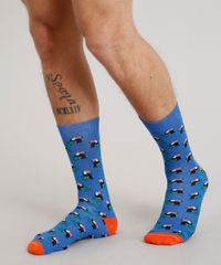 Meia-Masculina-Cano-Alto-Divertida-de-Tucanos-Azul-9309988-Azul_2