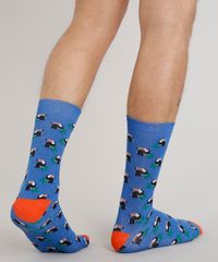 Meia-Masculina-Cano-Alto-Divertida-de-Tucanos-Azul-9309988-Azul_3
