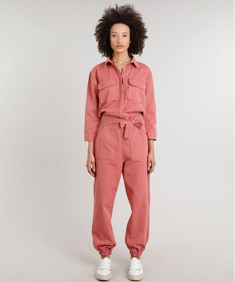 Macacao-Sarja-Longo-Feminino-Cargo-com-Faixa-de-Amarrar-Coral-9363575-Coral_1