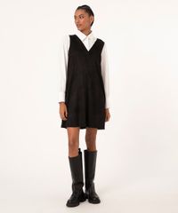 Vestido-de-Suede-com-Bolso-Curto-Alca-Larga-Decote-V-Preto-9982614-Preto_3