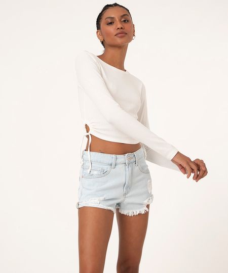Short-Reto-Jeans-Cintura-Alta-Destroyed-com-Barra-Desfiada-Azul-Claro-9991769-Azul_Claro_1