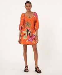 Vestido-Curto-Estampado-Folhagem-Manga-Bufante-Decote-Princesa-Laranja-9999093-Laranja_3