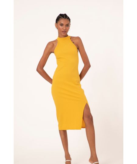 Vestido-Midi-Halter-Neck-Canelado-com-Fenda-Mostarda-9994206-Mostarda_1