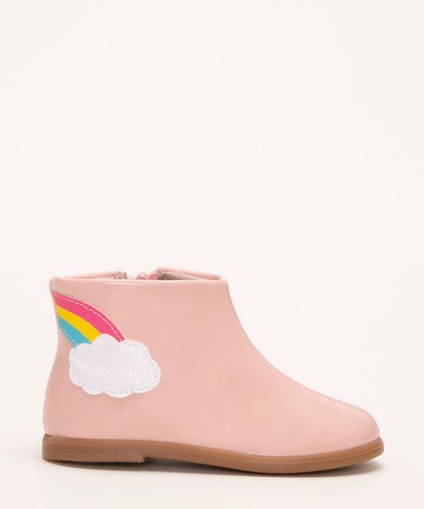 bota infantil cano baixo arco íris molekinha rosa 18