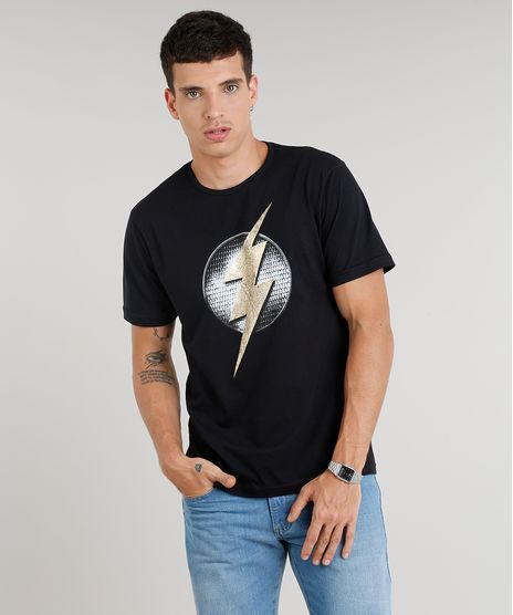 Camiseta-Masculina-The-Flash-Manga-Curta-Gola-Careca-Preta-9317594-Preto_1