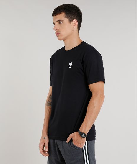 Camiseta-Masculina-com-Bordado-de-ET-Manga-Curta-Gola-Careca-Preta-9286213-Preto_1
