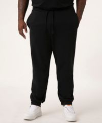 Calça Plus Size de Moletom Básica Preta Masculina frente