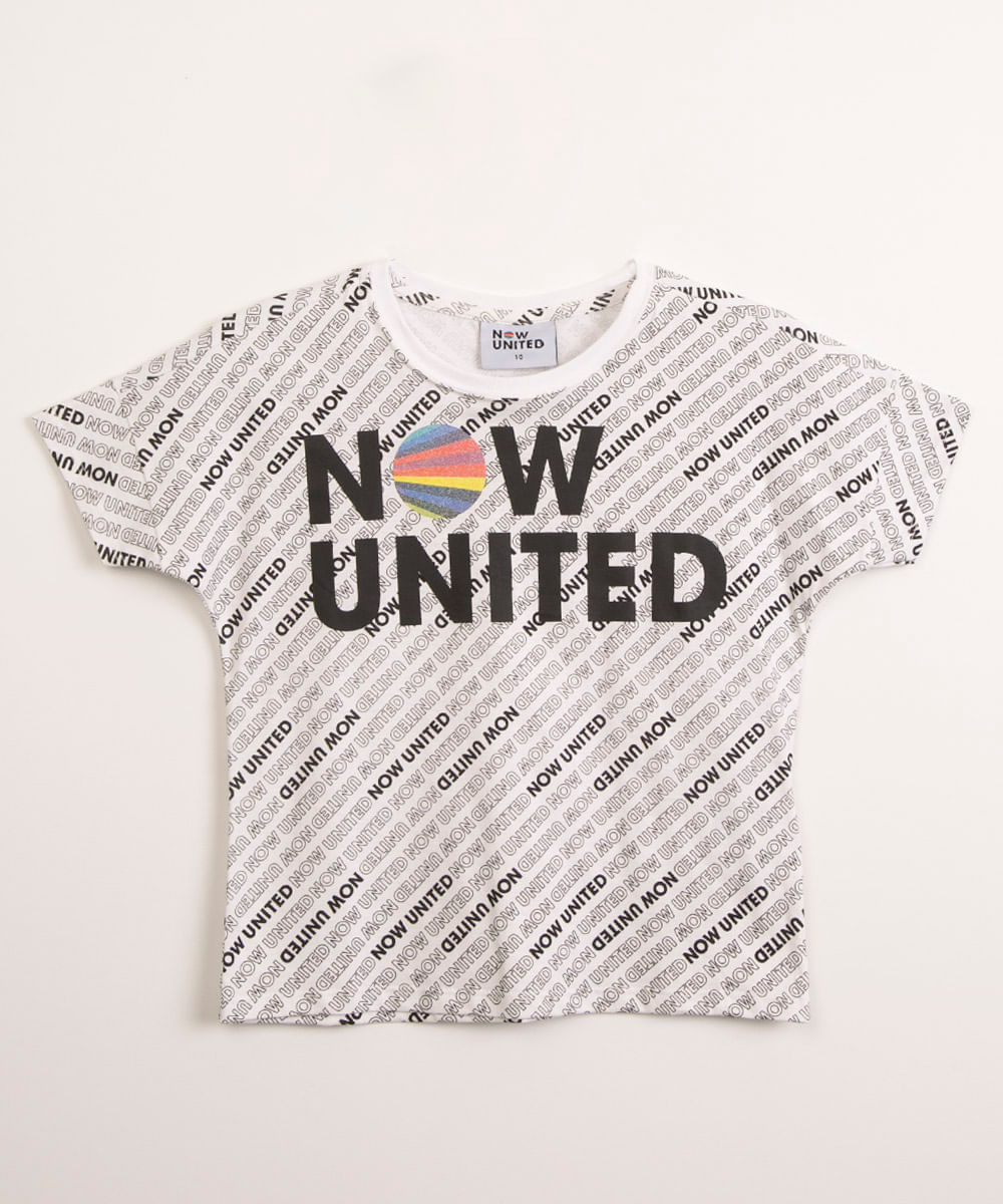 camiseta juvenil manga curta now united off white