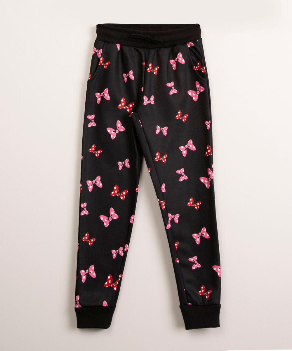 calça infantil laço da minnie preto