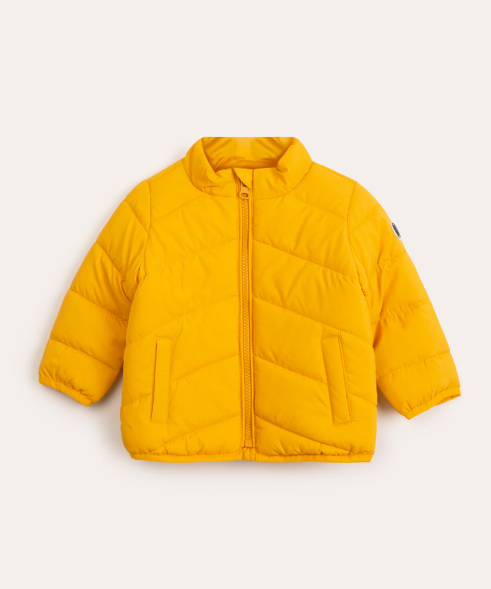 jaqueta infantil puffer de nylon amarela