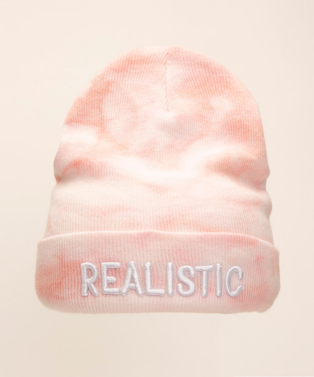 gorro juvenil de tricô tie dye rosa