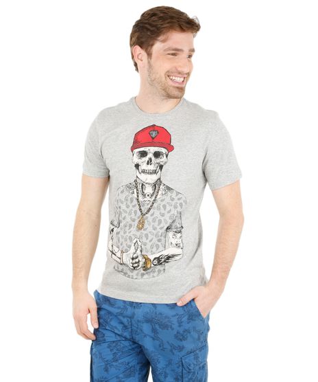 Camiseta-com-Estampa-de-Esqueleto-Cinza-Mescla-8171755-Cinza_Mescla_1