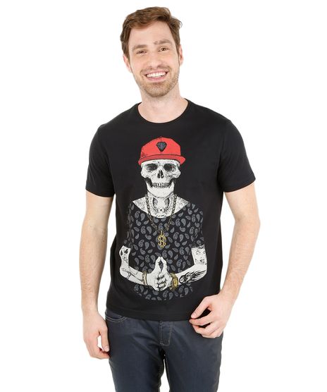 Camiseta-com-Estampa-de-Esqueleto-Preta-8170505-Preto_1