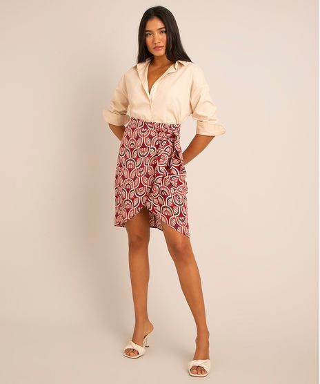 Saia-Transpassada-de-Viscose-Estampada-Geometrica-com-No-Curta-Vermelha-Escuro-9990464-Vermelho_Escuro_1