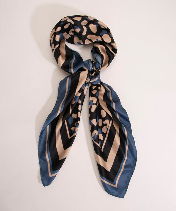 lenço de cetim animal print preto Único