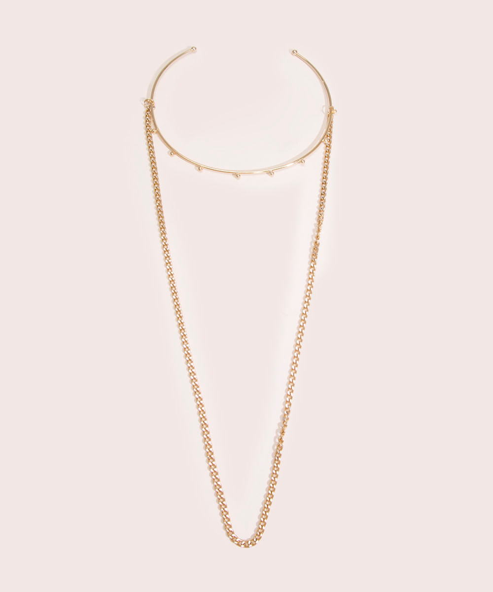 colar chocker com corrente dourado