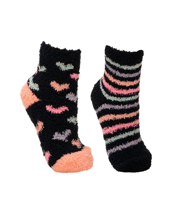 kit de 2 meias infantis cano médio corações multicor 29-34
