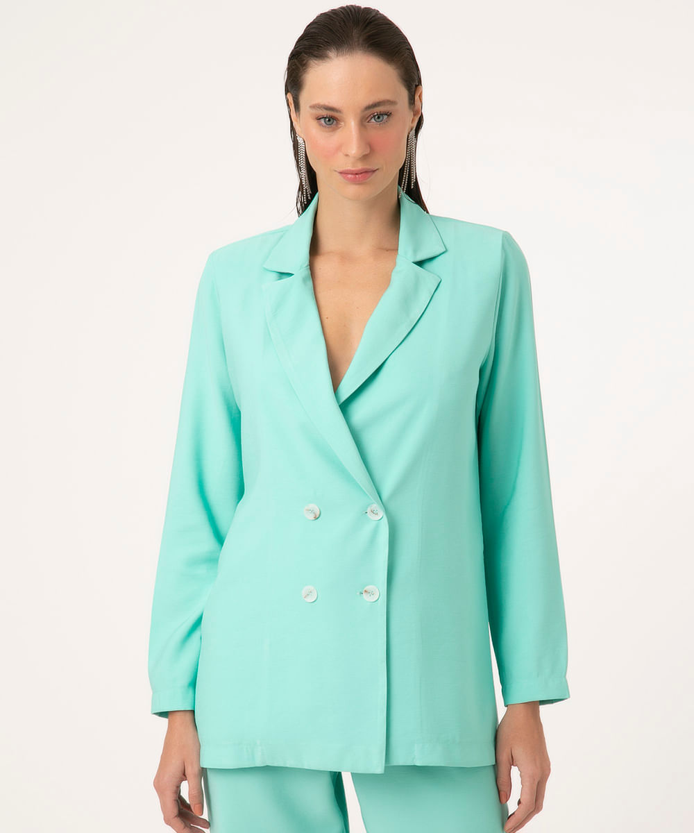 blazer oversized alfaiataria manga longa verde água