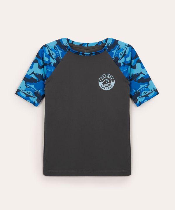 blusa de praia infantil manga curta com proteção uv50+ multicor 4