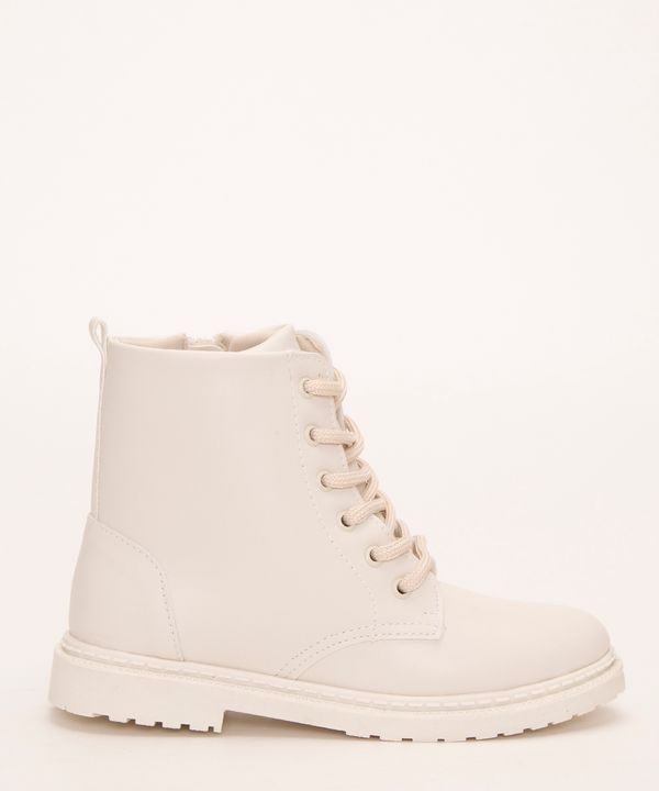 coturno infantil cano médio tratorado off white 33