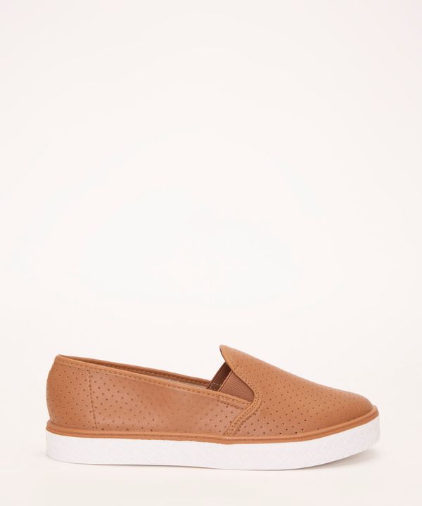 tênis slip on micro furos moleca caramelo 36