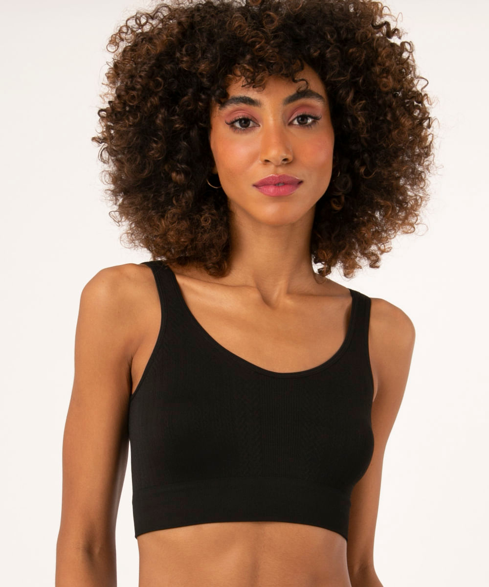 sutiã texturizado sem bojo e sem costura delrio preto