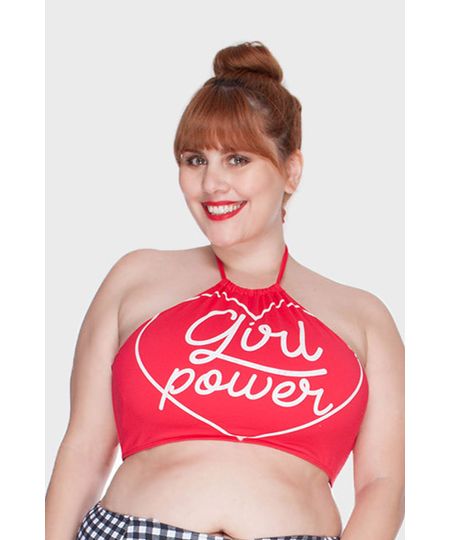 Top Frente Única Girl Power Plus Size - Vermelho-50 Menor preço em Top Frente Única Girl Power Plus Size - Vermelho-50