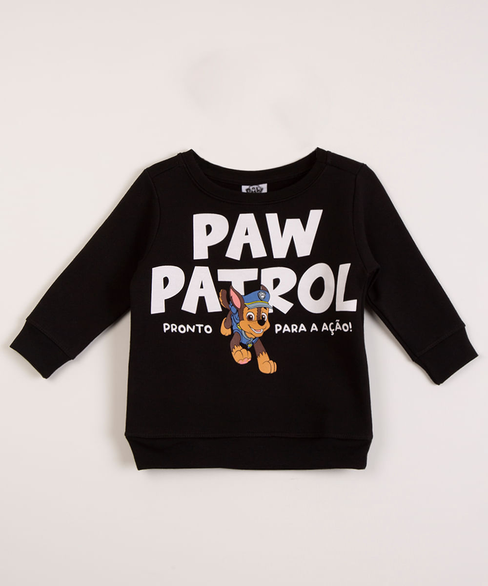 blusão infantil de moletom patrulha canina preto