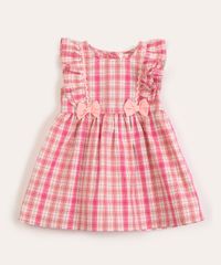 Vestido de Festa Junina Infantil Xadrez Rosa