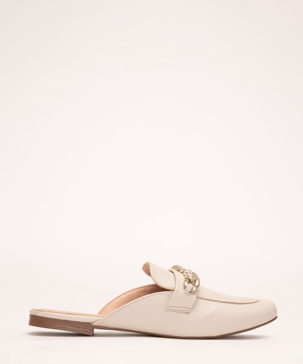 mule bico redondo com corrente via uno off white 36