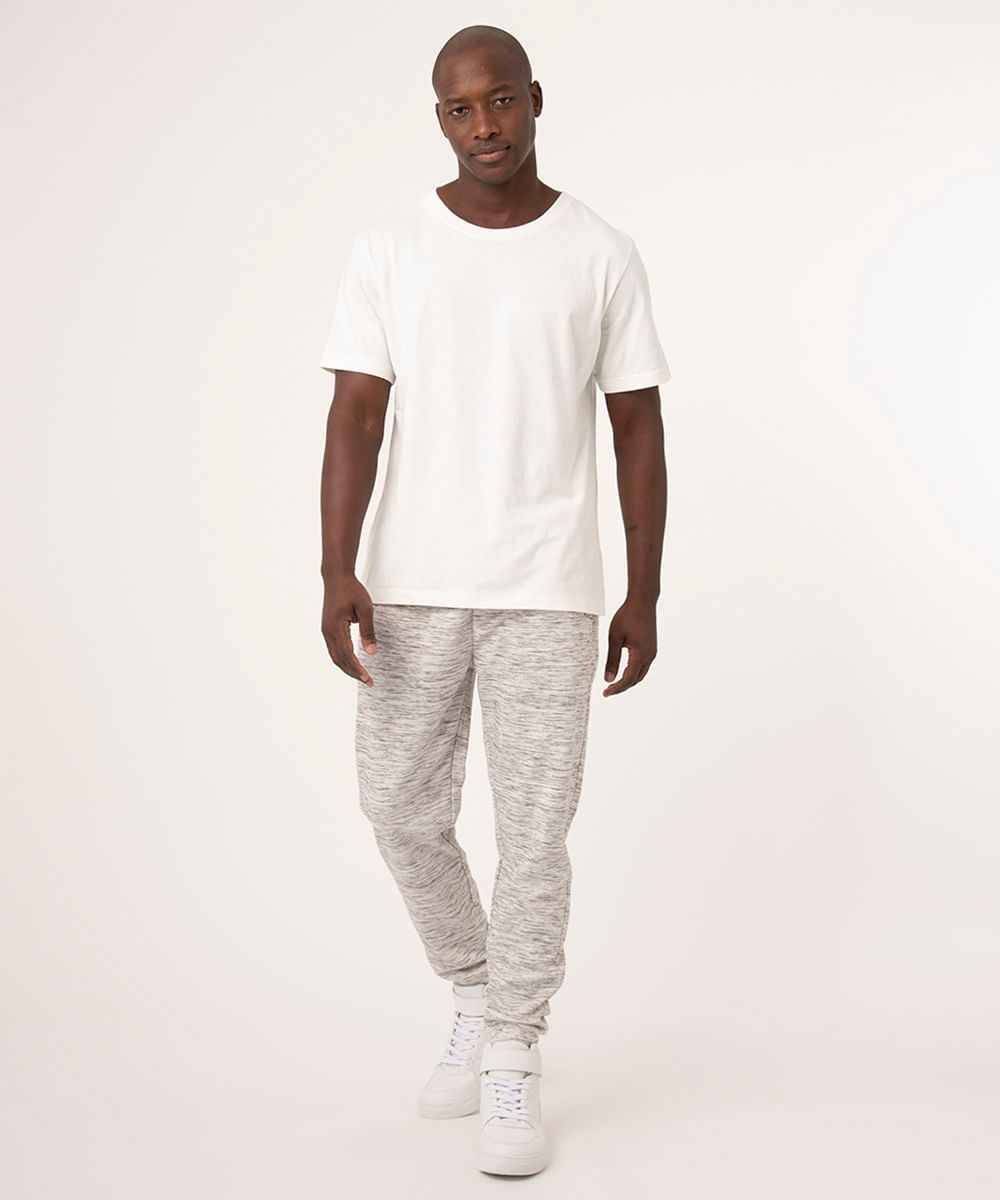 calça relaxed slim de moletom com bolso off white