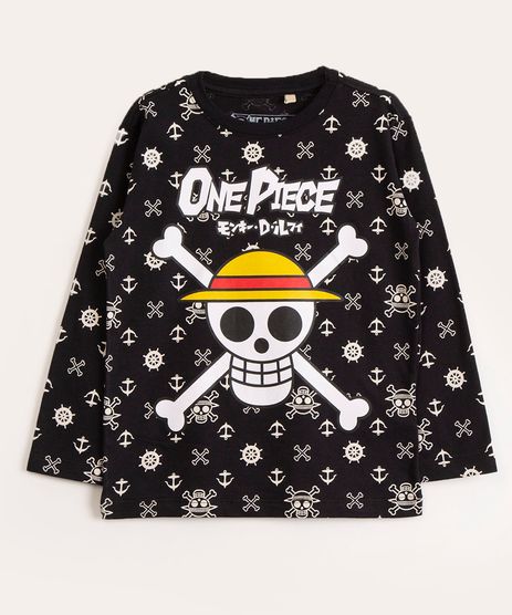 Camiseta infantil estampa personagens branca, One Piece