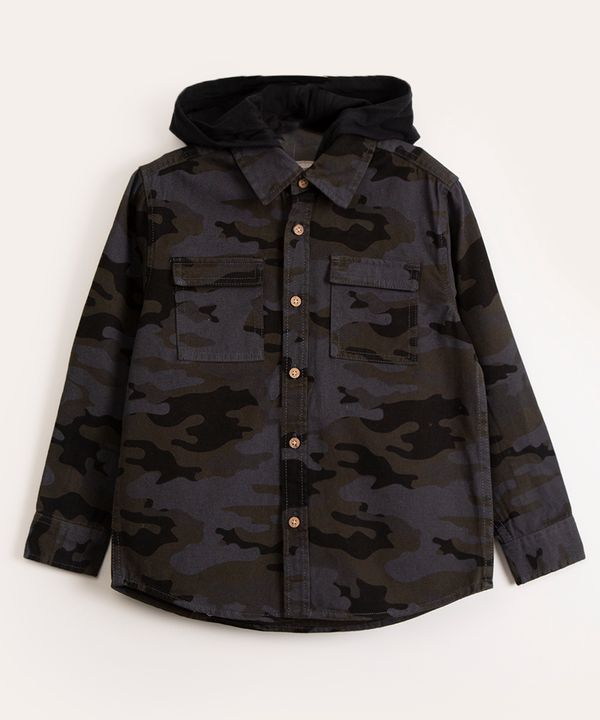 camisa infantil camuflada manga longa com capuz verde 6