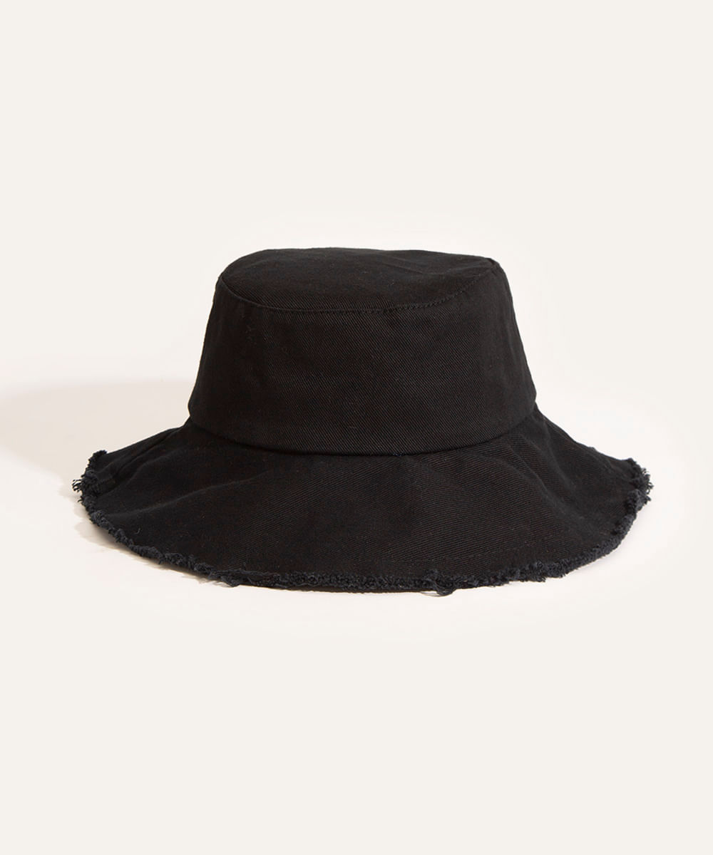 chapéu bucket hat de sarja aba desfiada preto